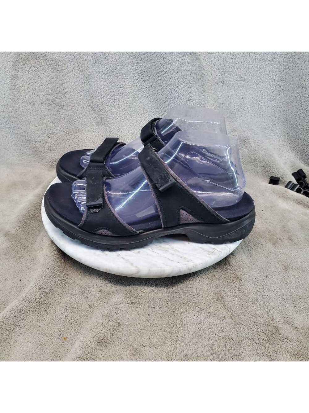 Ecco Shoes Womens EU 40 US 9-9.5 Black Leather Yucatan 2.0 Slide Sandals *Read*